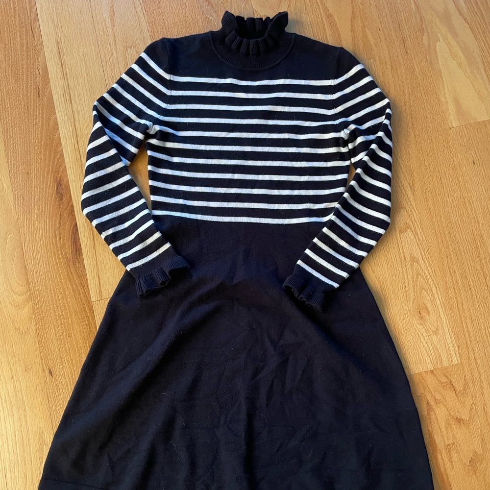 Eliza J Black and White Comfy Long Sleeve Sweater Dress Knit Small Free Ship